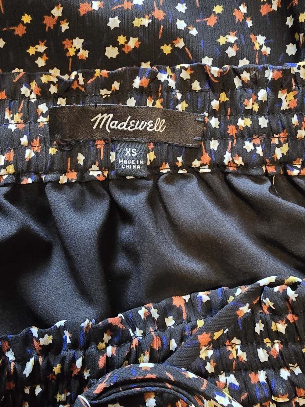 Madewell Black Floral Star Print Skirt